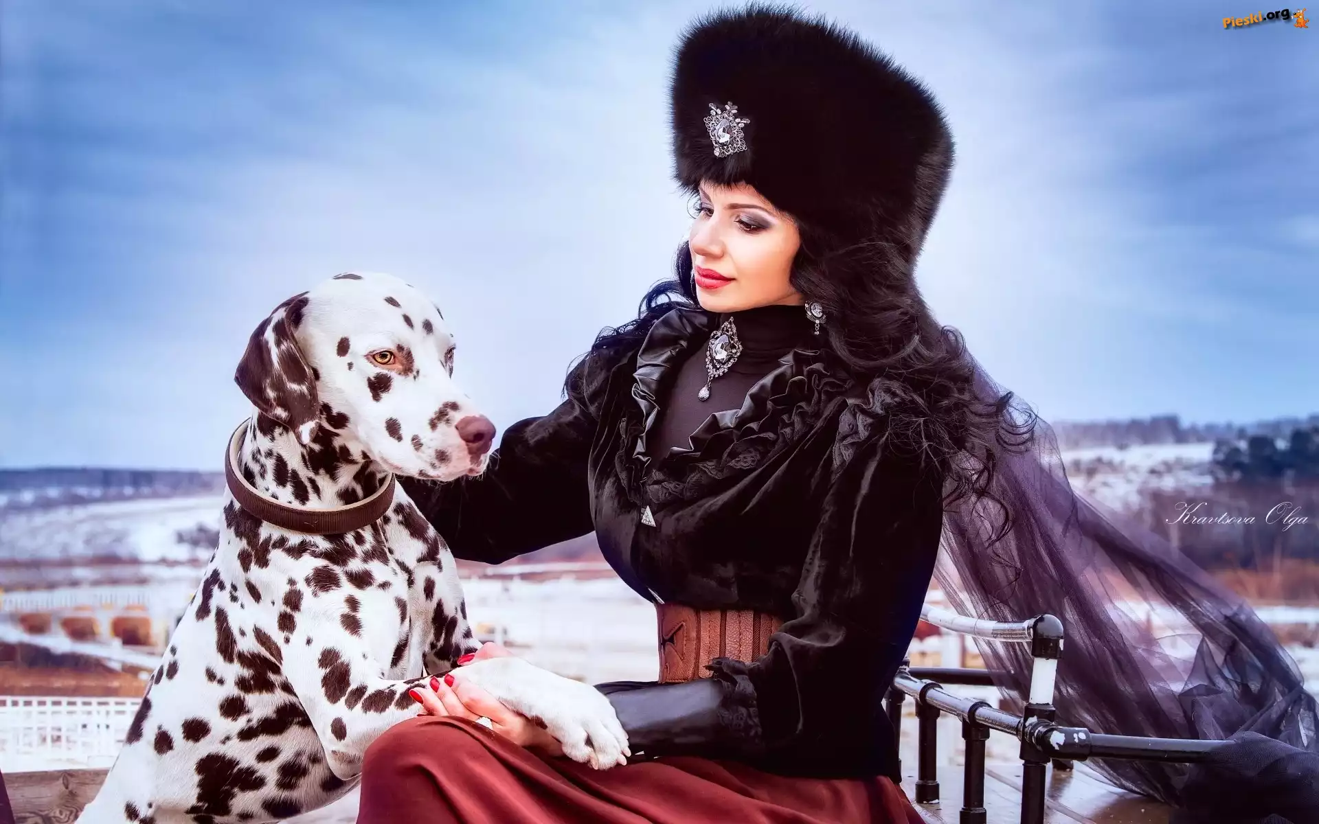 Pies, Moda, Kobieta, Styl, Dalmatyńczyk