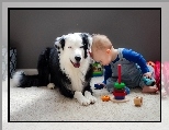 Zabawki, Dziecko, Pies, Przyjaciele